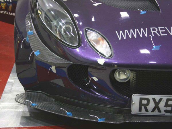 Front spoiler and canards, Woolies in position ready for flow visualisation on front spoiler & canards