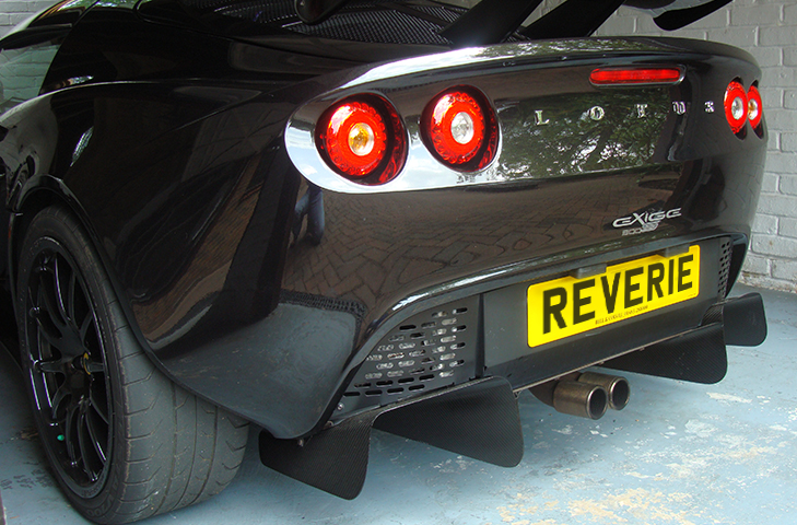 Lotus Exige S2 111R/240R Carbon Rear Diffuser - 3 Element, 5 Fixing Holes, Stage 2 Exhaust - R01SB0218