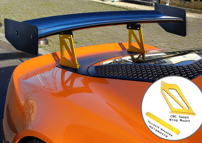 Lotus Exige S3 V6 Carbon Rear Wing Kit (Curved) - 225mm Chord, 2-Eleven Style End Plates, Tailgate mounted