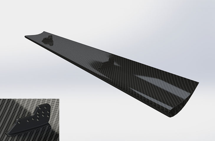 Reverie 225mm Chord Top-Mounted Carbon Fibre Rear Wing (Straight) - R01SB0522