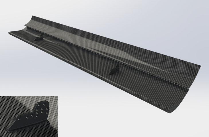 ReVerie 225mm + 150 Chord Dual Element Top-Mounted Carbon Fibre Rear Wing (Straight) - R01SB0525