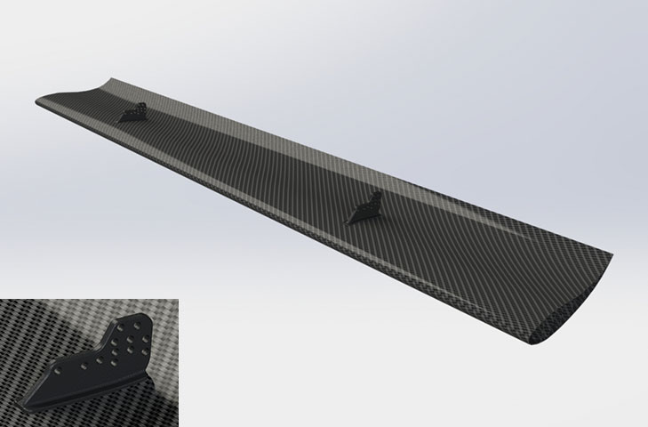 Reverie 310mm Chord High Downforce Top-Mounted Carbon Fibre Rear Wing - R01SB0529