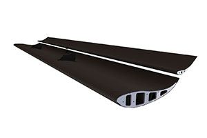 Universal High-Downforce Dual-Element Carbon Rear Wing (Straight) - 310/150mm Chord Top-Mounted, Adjustable