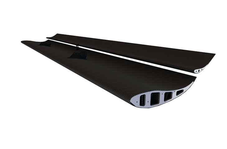 Universal High-Downforce Dual-Element Carbon Rear Wing (Straight) - 310/150mm Chord Top-Mounted, Adjustable - R01SB0540