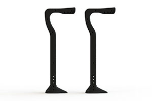 Universal ReVerie CNC Rear Wing Alloy Long Swan Mounts & Mount Base - Pair, Black Anodised