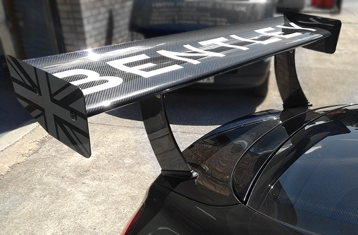 Bentley Continental GT Low-Drag Carbon Rear Wing Kit (Straight) - 310mm Chord x W1550mm, Adjustable