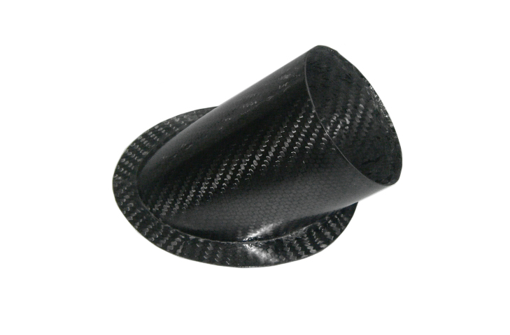 Air Intake/Inlet Pipe - 75mm 45deg Angle Outlet, Carbon Fibre - R01SE0045