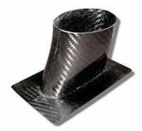 Air Intake Duct - 105mm x 38mm Oval Inlet 75mm Outlet, Carbon Fibre