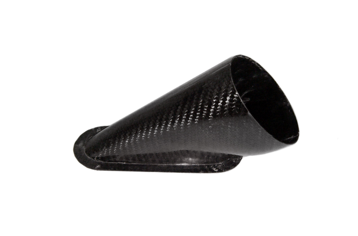 Air Intake/Inlet Pipe - 75mm 45deg, 15deg (Down) Oval Outlet, Carbon - R01SE0250