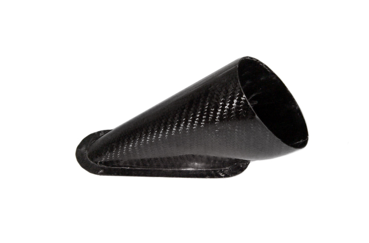 REVERIE Air Intake/Inlet Pipe - 75mm 45deg, 15deg (Down) Oval Outlet, Carbon - R01SE0250