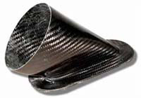 Air Intake/Inlet Pipe - 75mm 45deg, 15deg (Up) Oval Outlet, Carbon