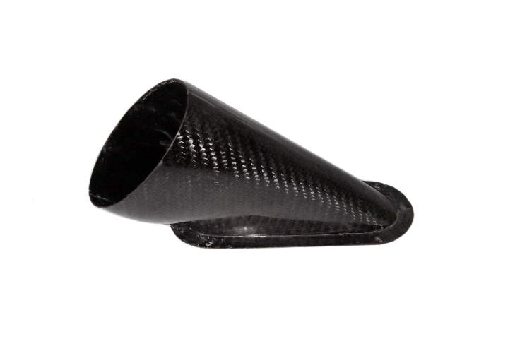 REVERIE Air Intake/Inlet Pipe - 75mm 45deg, 15deg (Up) Oval Outlet, Carbon - R01SE0266