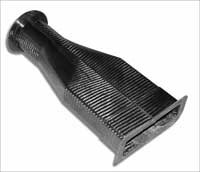 Rectangular Air Intake Duct - 75mm Outlet, 140mm x 40mm, Carbon Fibre