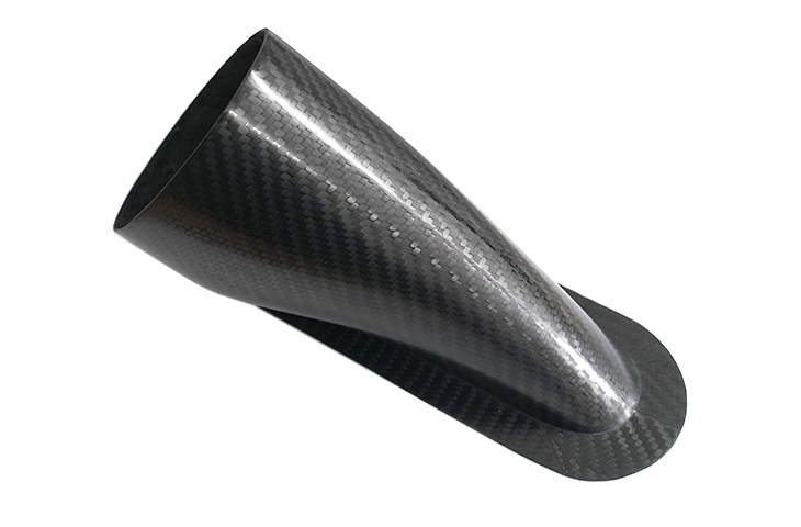 REVERIE Air Intake/Inlet Pipe - 100mm 45deg, 15deg (Down) Oval Outlet, Carbon - R01SE0466