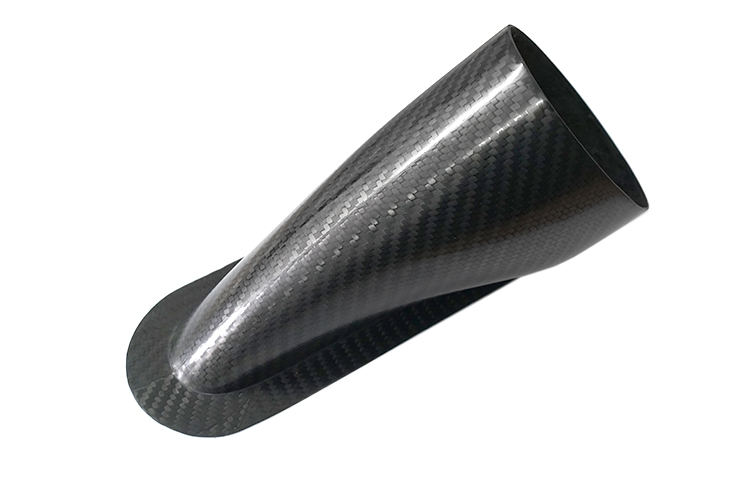 REVERIE Air Intake/Inlet Pipe - 100mm 45deg, 15deg (Up) Oval Outlet, Carbon - R01SE0467