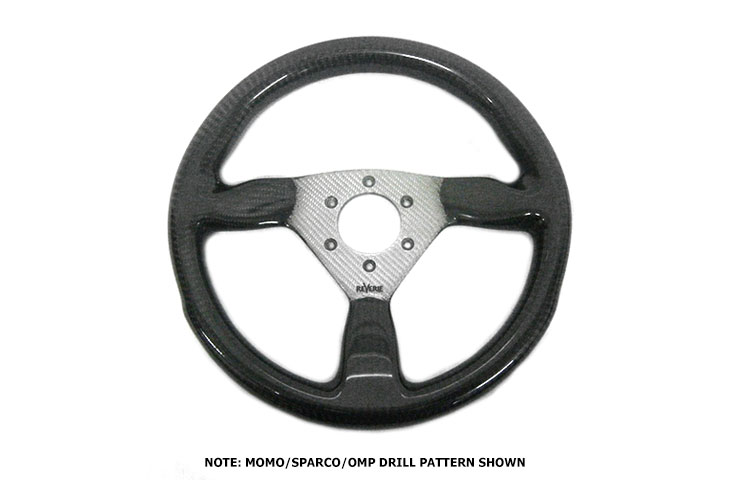 REVERIE Flight 315 Carbon Steering Wheel - MOMO/Sparco/OMP (70mm PCD), Silver Centre - R01SH0002