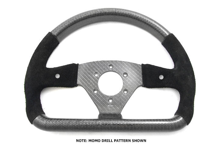REVERIE Rally 330 x 260 Carbon Flat-Bottomed Steering Wheel - NARDI/Personal/RAID (74mm PCD) Half Alcantara, 2 Button - R01SH0093