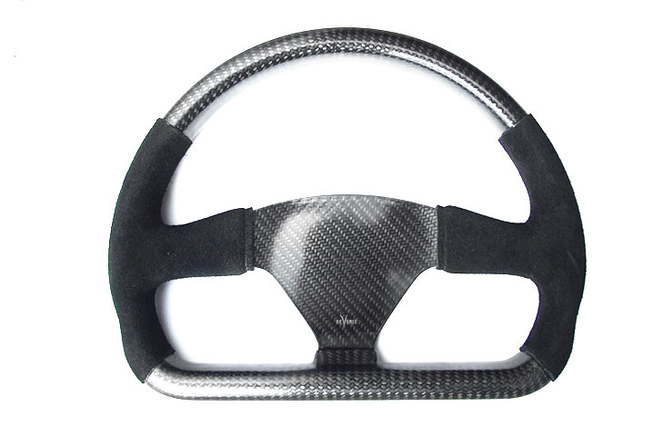 REVERIE Rally 330 x 260 Carbon Flat-Bottomed Steering Wheel - Undrilled, Half Alcantara - R01SH0096