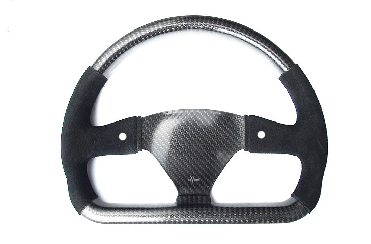 Rally 330 x 260 Carbon Flat-Bottomed Steering Wheel - Undrilled, Half Alcantara, 2 Button - R01SH0097