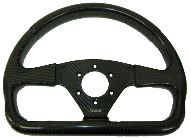 Rally 330 x 260 Carbon Flat-Bottomed Steering Wheel - MOMO/Sparco/OMP Drilled, Untrimmed, Polished