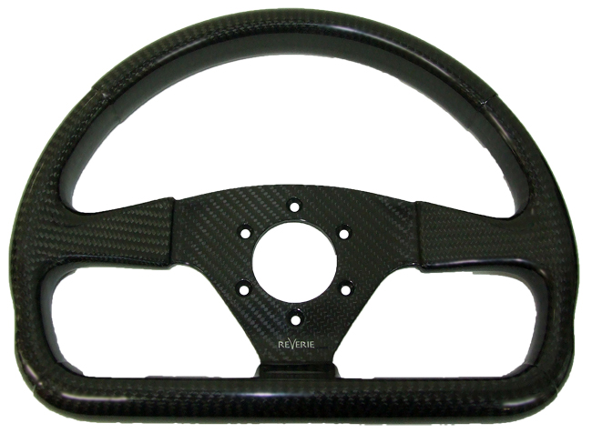 REVERIE Rally 330 x 260 Carbon Flat-Bottomed Steering Wheel - MOMO/Sparco/OMP (70mm PCD), Untrimmed, Polished