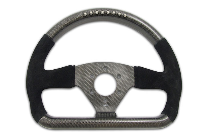 Rally 330 x 260 Carbon Flat-Bottomed Steering Wheel - MOMO/Sparco/OMP (70mm PCD), Half Alcantara, MoTec SLM - R01SH0150