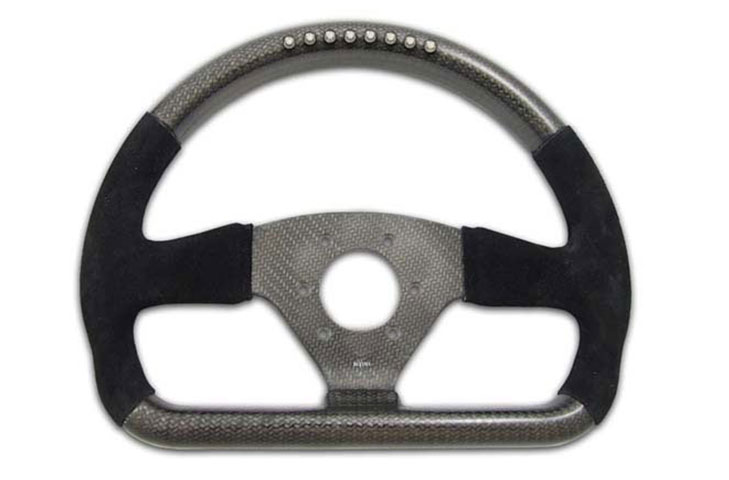 Rally 330 x 260 Carbon Flat-Bottomed Steering Wheel - NARDI/Personal/RAID (74mm PCD), Half Alcantara, MoTec SLM - R01SH0152