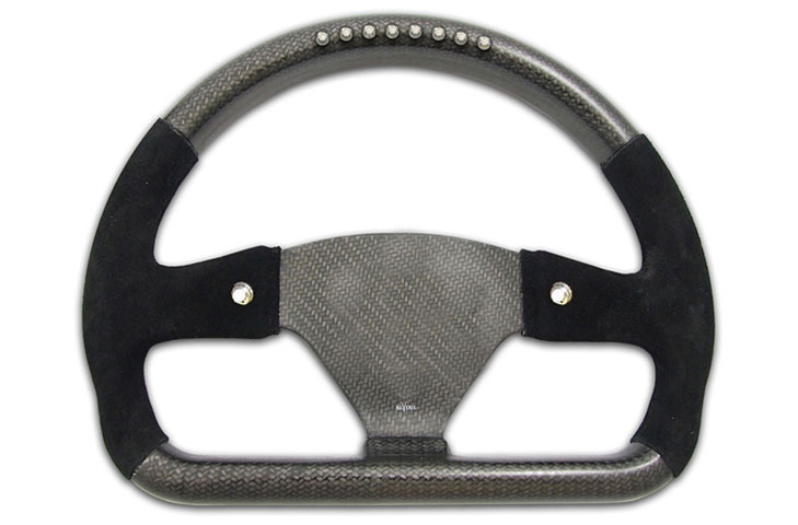 REVERIE Rally 330 x 260 Carbon Flat-Bottomed Steering Wheel - Undrilled, Half Alcantara, 2 Button, MoTec SLM - R01SH0154
