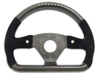 REVERIE Rally 330 x 260 Carbon Flat-Bottomed Steering Wheel - NARDI/Personal/RAID (74mm PCD), Half Alcantara, 2 Button, MoTec SLM