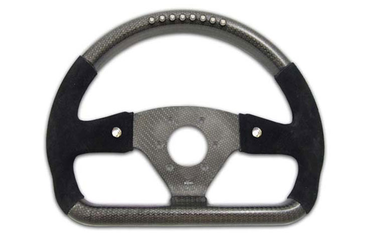 Rally 330 x 260 Carbon Flat-Bottomed Steering Wheel - NARDI/Personal/RAID (74mm PCD), Half Alcantara, 2 Button, MoTec SLM - R01SH0157