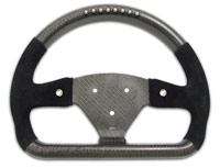 REVERIE Rally 330 x 260 Carbon Flat-Bottomed Steering Wheel - 3-Stud (50.8mm PCD), Half Alcantara, 2 Button, MoTec SLM