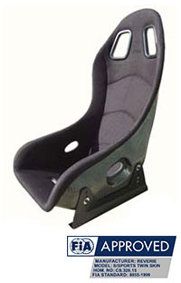 REVERIE Super Sports Carbon Fibre Seat - Twin Skin, FIA Fabric Trimmed, FIA Approved