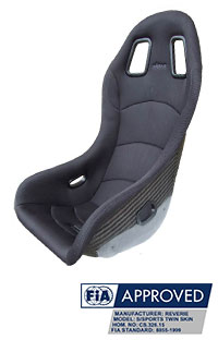 REVERIE Super Sports B Carbon Fibre Seat - Single Skin, Black Fabric Trimmed, FIA Approved