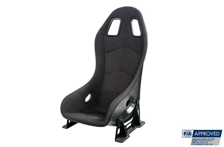 Reverie Super Sports B Carbon Fibre Seat - Single Skin, Black Fabric Trimmed, FIA Approved - R01SI0106