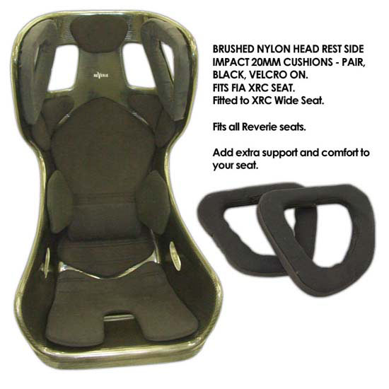 ReVerie FIA Black spacer fabric Side Head Rest Cushions XRC Wide and Narrow seats - Pair - R01SI6164