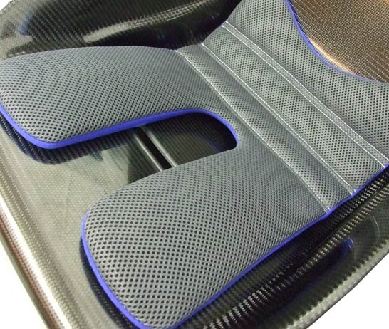 Reverie Seat Cushion Kit (Narrow) - FIA Spacer Fabric: Grey, Brushed Nylon Royal Blue Back, White Stitching