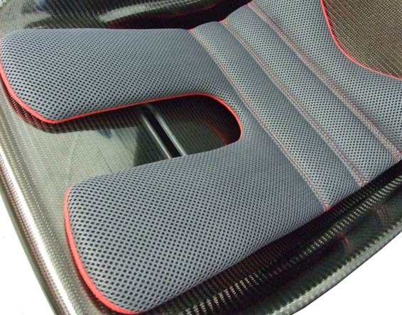 ReVerie Seat Cushion Kit (Narrow) - FIA Spacer Fabric: Grey, Brushed Nylon Red Back & Stitching - R01SI6193