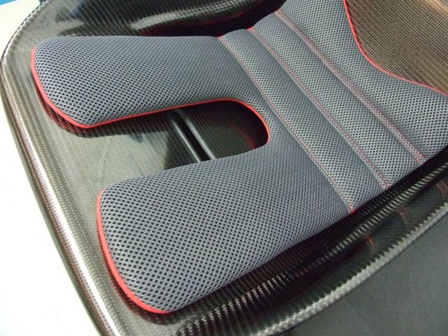 Reverie Seat Cushion Kit (Wide) - FIA Spacer Fabric: Grey, Brushed Nylon Red Back & Stitching - R01SI6200