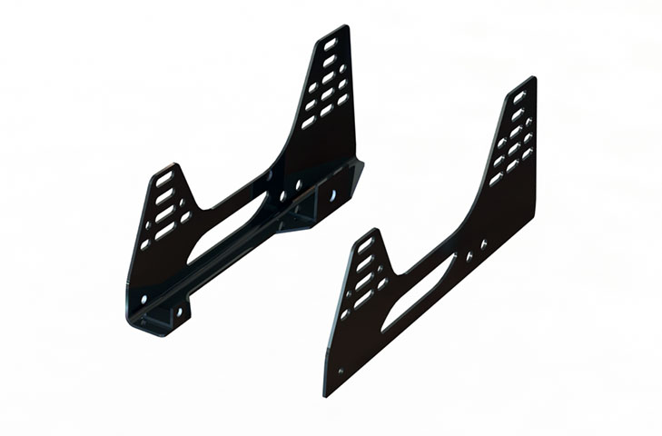 Porsche Cayman 987 Seat Subframe Mounts for Reverie XR C RHD Drivers/LHD Passenger - Pair, Satin Black Powder Coated, 3mm Steel