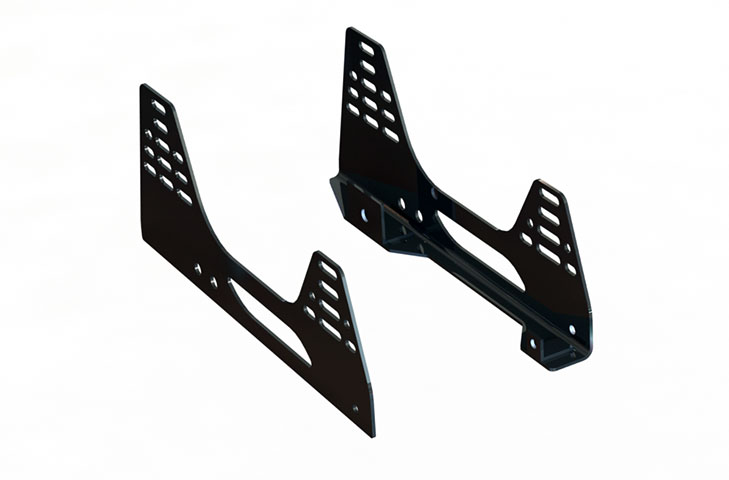 Porsche Cayman 987 Seat Subframe Mounts for Reverie XR C LHD Drivers/RHD Passenger - Pair, Satin Black Powder Coated, 3mm Steel - R01SI6240
